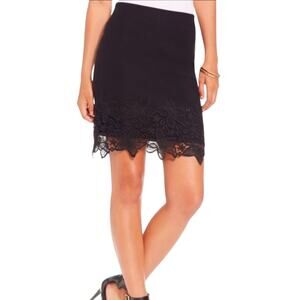 BCX Black Solid Millenium Floral Crochet Lace Style Pencil Skirt